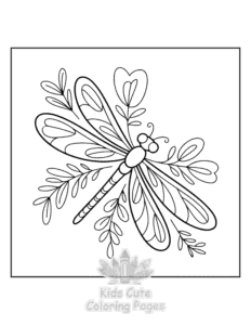 Free printable Floral Dragonflies coloring page for kids