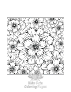 Printable Flowers coloring sheet for preschoolers