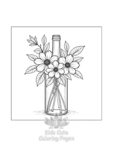 Flowers coloring page for girls, free to print
