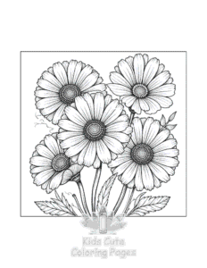Flowers coloring page for girls, free to print