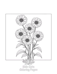 Flowers coloring page for boys, printable at home
