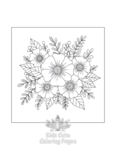Flowers coloring page for girls, free to print