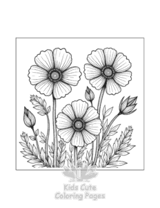 Flowers coloring page for boys, printable at home