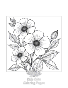 Printable Flowers coloring sheet for preschoolers
