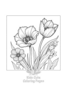 Free printable Flowers coloring page for kids