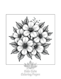 Printable Flowers coloring sheet for preschoolers