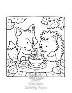 Easy Fluffy Hygge Cozy Fall coloring sheet for young children