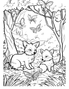 Fox coloring page for classroom activities
