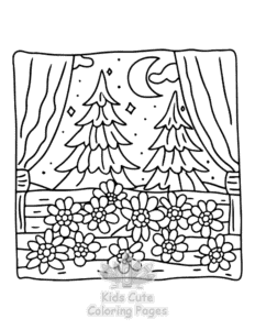 Garden and Tree Cozy coloring page for classroom activities
