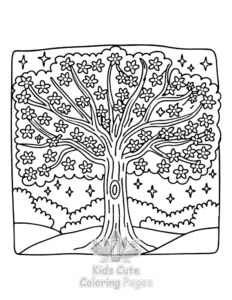 Easy Garden and Tree Cozy coloring sheet for young children