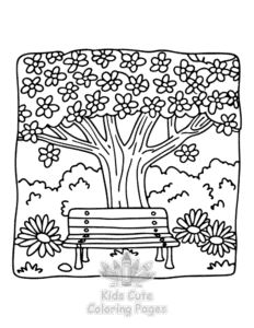 Simple Garden and Tree Cozy coloring page for toddlers