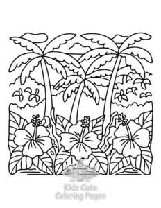 Printable Garden and Tree Cozy coloring sheet for preschoolers