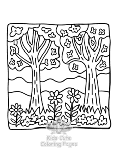 Garden and Tree Cozy coloring page for classroom activities