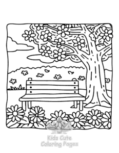 Garden and Tree Cozy coloring page for girls, free to print