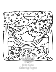 Garden and Tree Cozy coloring page for classroom activities