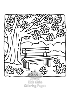 Garden and Tree Cozy coloring page for girls, free to print