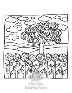 Garden and Tree Cozy coloring page for boys, printable at home