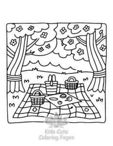 Garden and Tree Cozy coloring page for girls, free to print