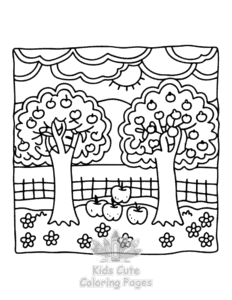 Garden and Tree Cozy coloring page for classroom activities