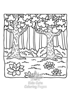 Garden and Tree Cozy coloring page for girls, free to print