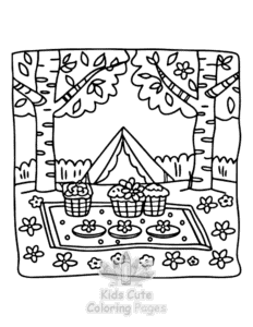 Simple Garden and Tree Cozy coloring page for toddlers