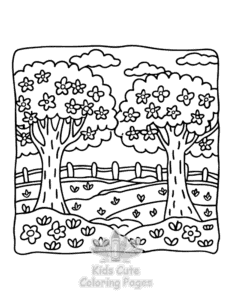 Garden and Tree Cozy coloring page for boys, printable at home