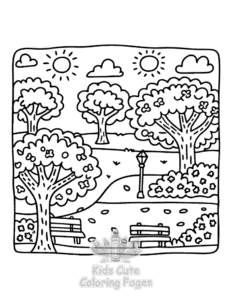 Easy Garden and Tree Cozy coloring sheet for young children