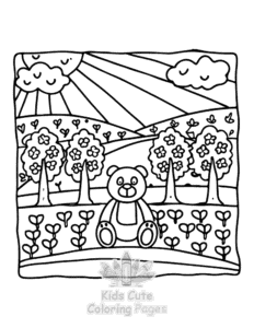 Garden and Tree Cozy coloring page for girls, free to print