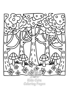 Garden and Tree Cozy coloring page for classroom activities
