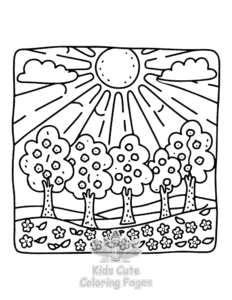 Garden and Tree Cozy coloring page for boys, printable at home