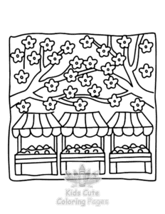 Free printable Garden and Tree Cozy coloring page for kids
