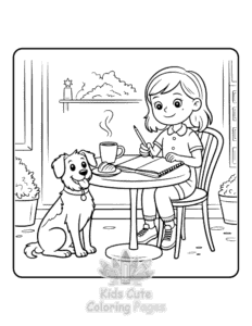Printable Girls Daily coloring sheet for preschoolers