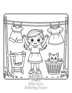 Easy Girls Daily coloring sheet for young children