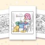 Girls Daily coloring pages: a crayon colored sample and free printable sheets