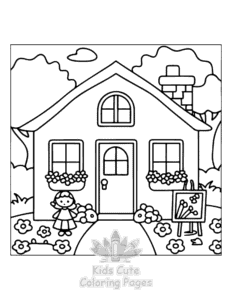 Printable Home Sweet Home coloring sheet for preschoolers