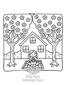 Printable Home Sweet Home coloring sheet for preschoolers