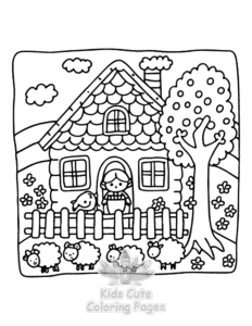 Free printable Home Sweet Home coloring page for kids