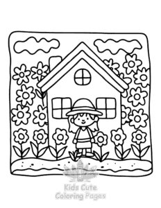 Simple Home Sweet Home coloring page for toddlers