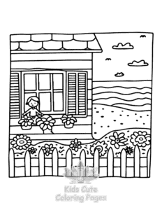 Simple Home Sweet Home coloring page for toddlers