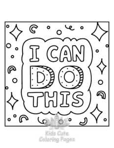 Inspirational Word coloring page for girls, free to print