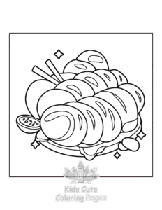 Japanese Food coloring page for girls, free to print