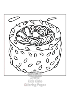 Japanese Food coloring page for girls, free to print
