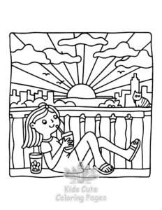 Lazy Day with Cat coloring page for girls, free to print
