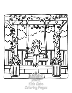 Printable Lazy Day with Cat coloring sheet for preschoolers