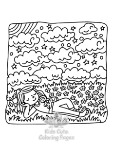 Lazy Day with Cat coloring page for classroom activities