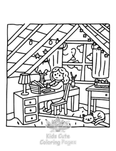 Lazy Day with Cat coloring page for boys, printable at home