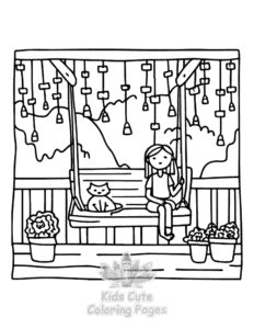 Lazy Day with Cat coloring page for classroom activities