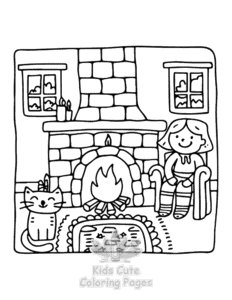 Printable Lazy Day with Cat coloring sheet for preschoolers