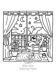 Lazy Day with Cat coloring page for classroom activities