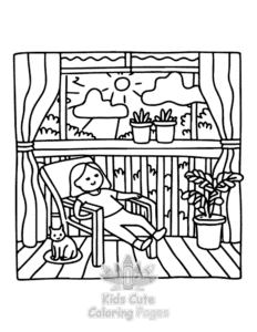 Easy Lazy Day with Cat coloring sheet for young children